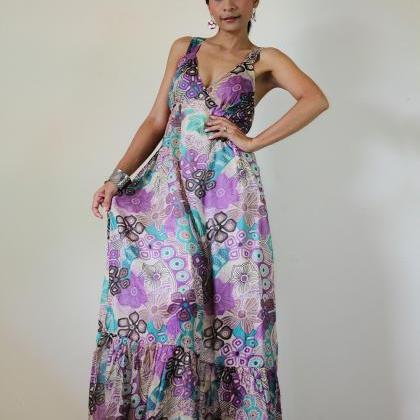 Boho Maxi Dress Cotton Bohemian Sleeveless Long..