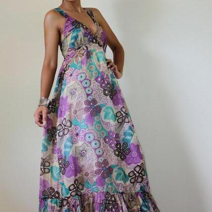 Boho Maxi Dress Cotton Bohemian Sleeveless Long..