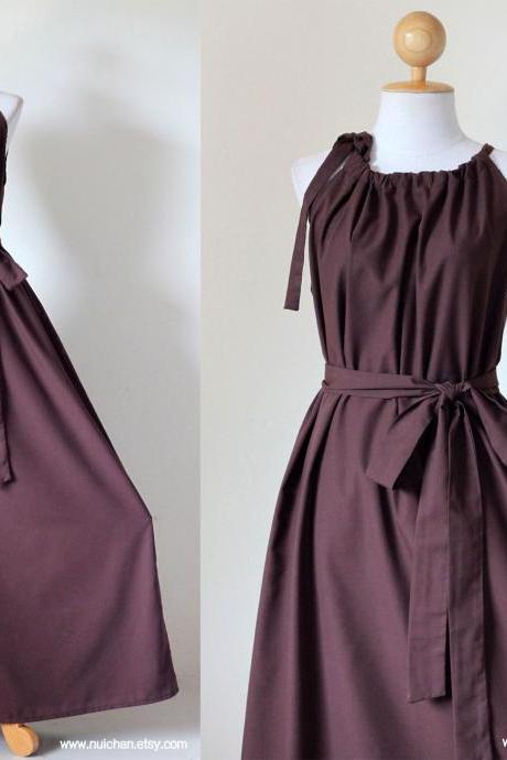 Sleeveless Chocolate Brown Dress Long Empire Waist Gown : Classy Gown Collection